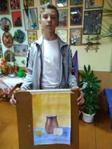 Никишов Алексей с экзаменационной работой, 2 кл, преподаватель Гаврюшкова Л.В.